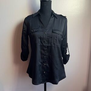 Express Elegant Black Women's Button-Up Top